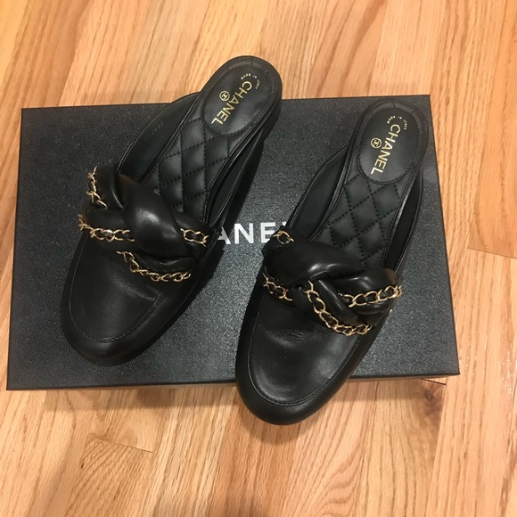 Chanel Black Braided Mules Loafer Slip on 6 RARE - Picture 4 of 15